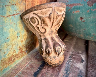 Antique Cast Iron Stove or Tub Leg Pink Paint, Architectural Salvage, Victorian Cottage Decor