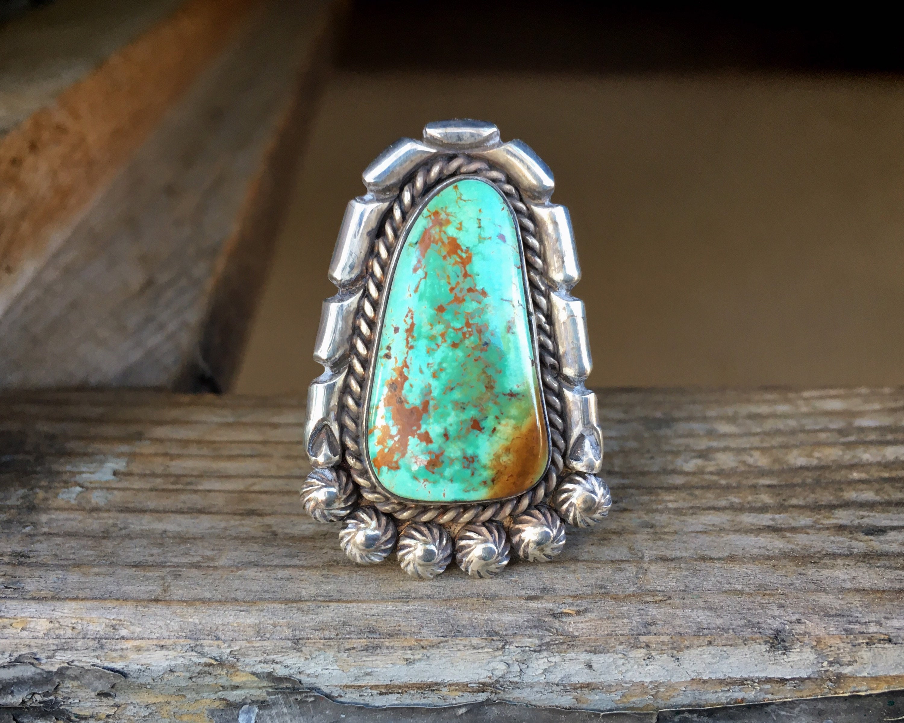 Size 10 (Adjustable) Navajo Turquoise Ring for Men or Women, Native ...