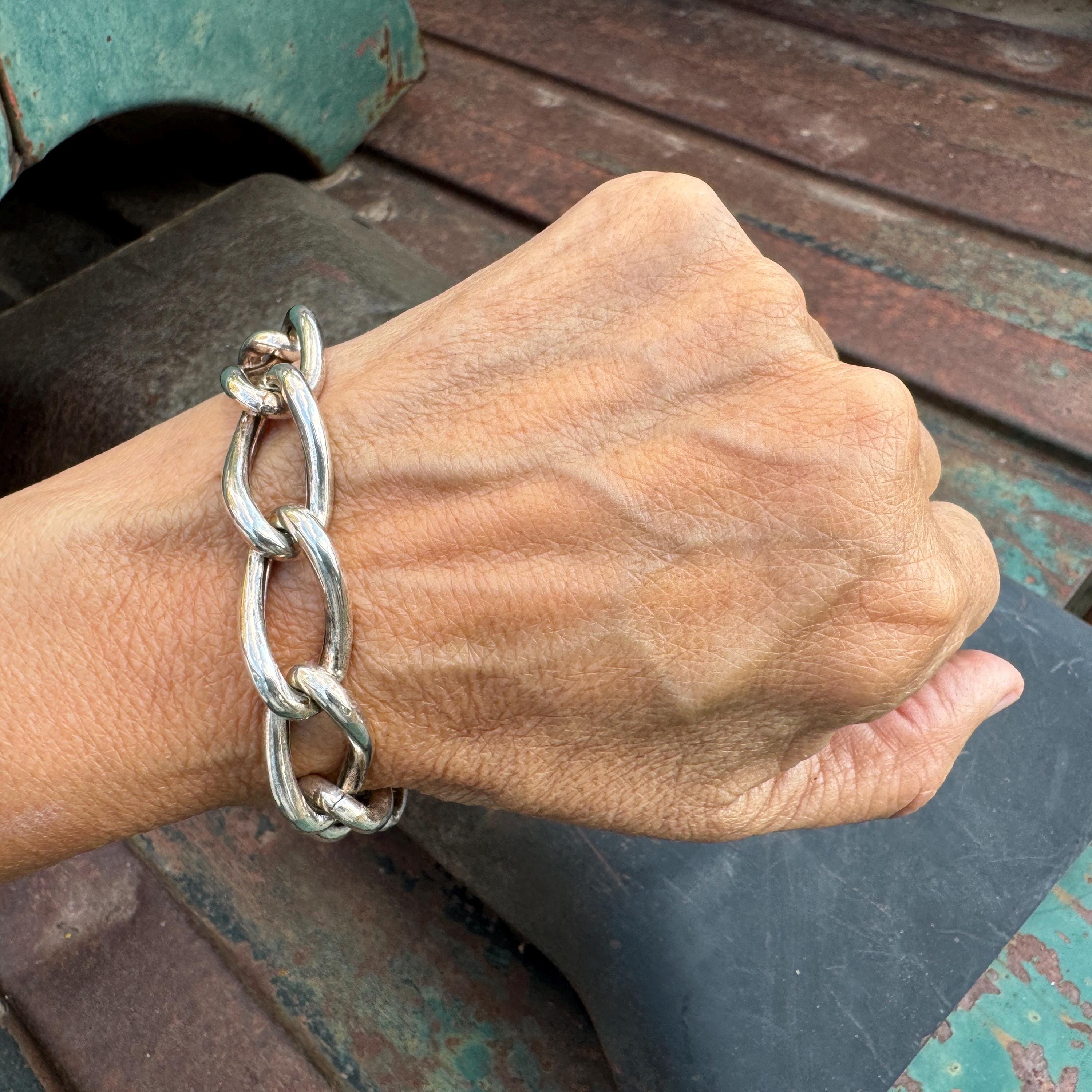 Vintage Italian Chunky 925 Sterling Silver Link Bracelet Vintage Italian Chunky 925 Sterling Silver Link Bracelet