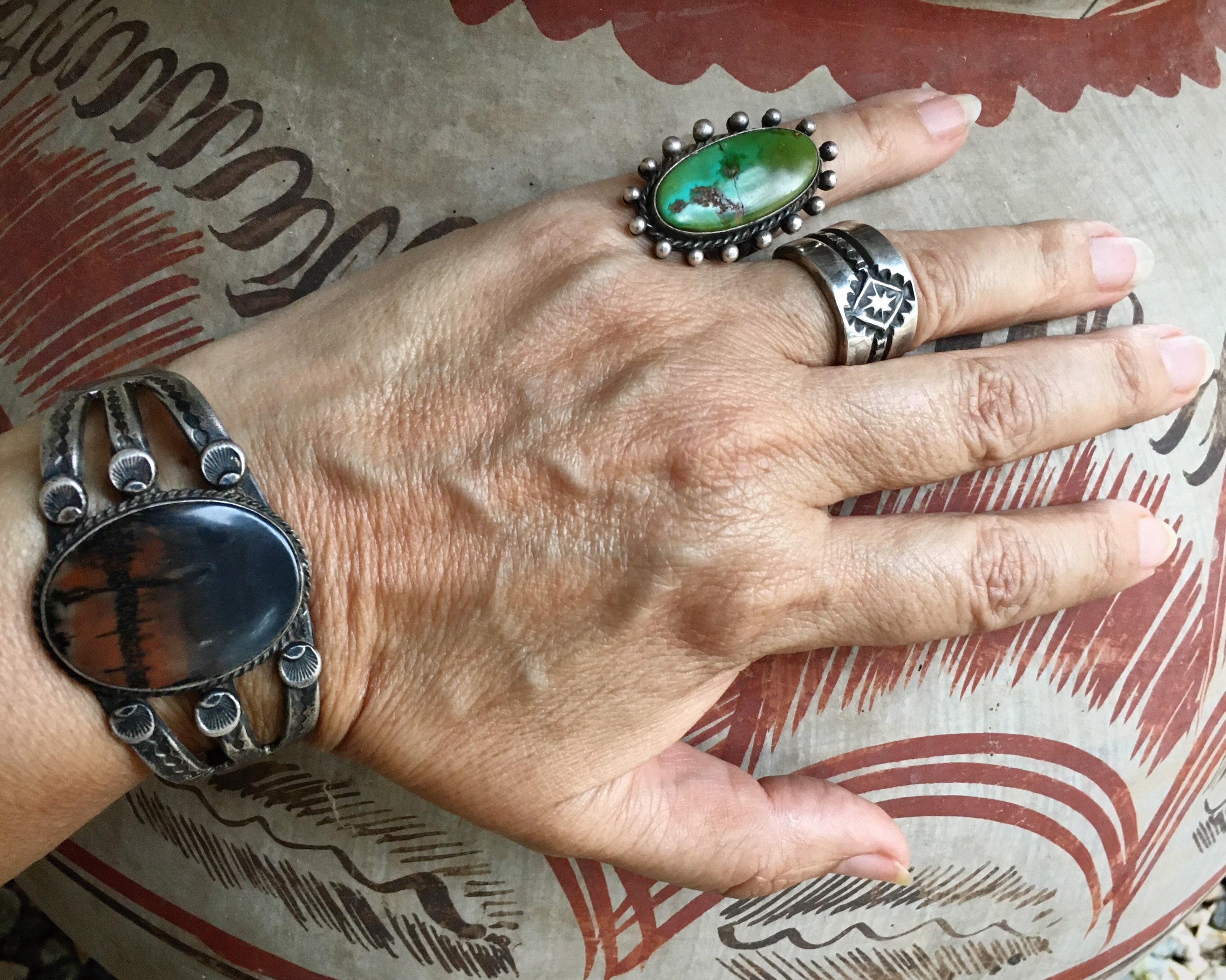 Navajo Elvira Bill Stamped Sterling Silver Cigar Band Ring Navajo Elvira Bill Stamped Sterling Silver Cigar Band Ring