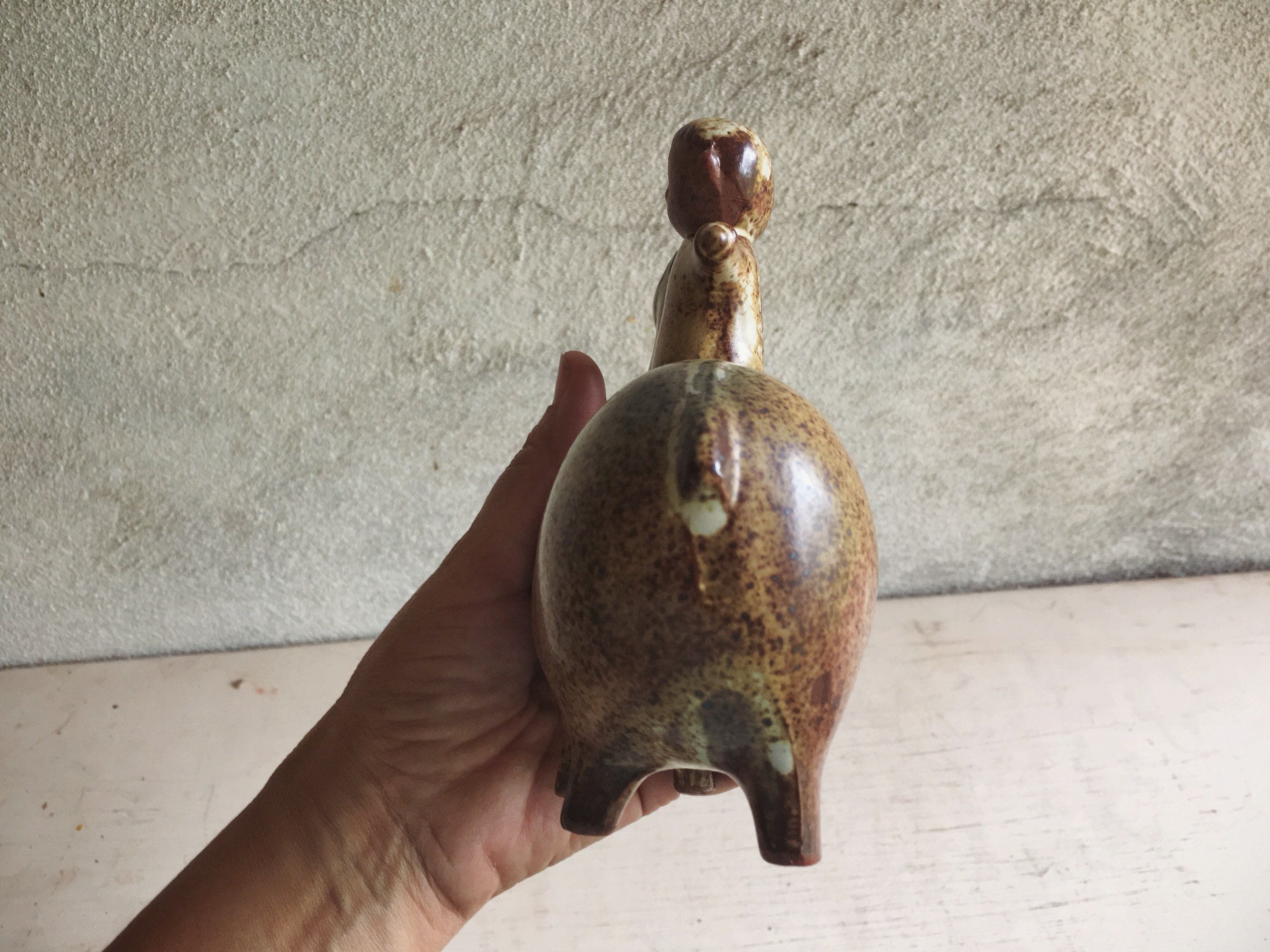 Mid Century Art Pottery Figurine Boy on Horse in Style of