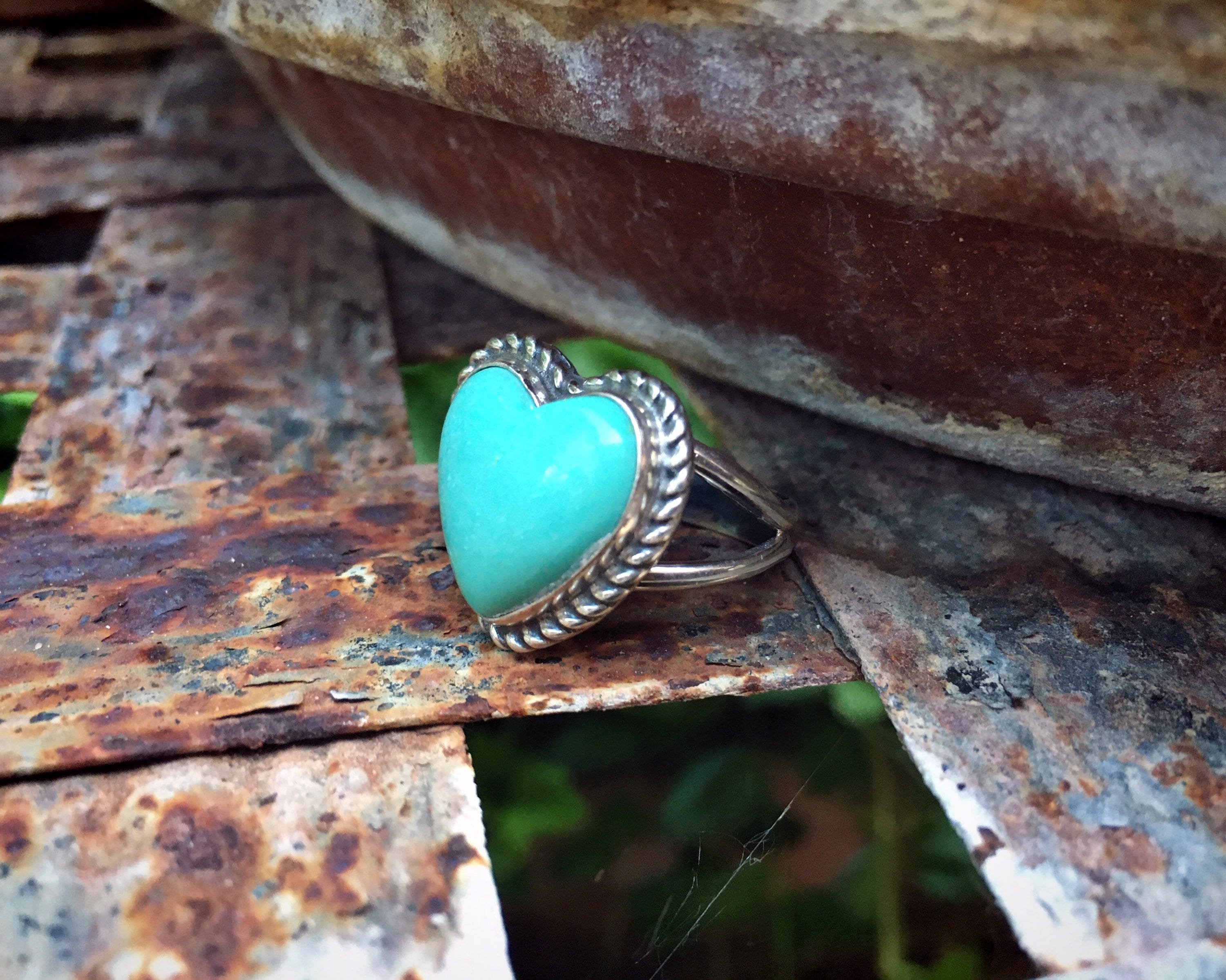 Navajo Sterling Silver Turquoise Heart Ring for Women Girls Size 7 ...