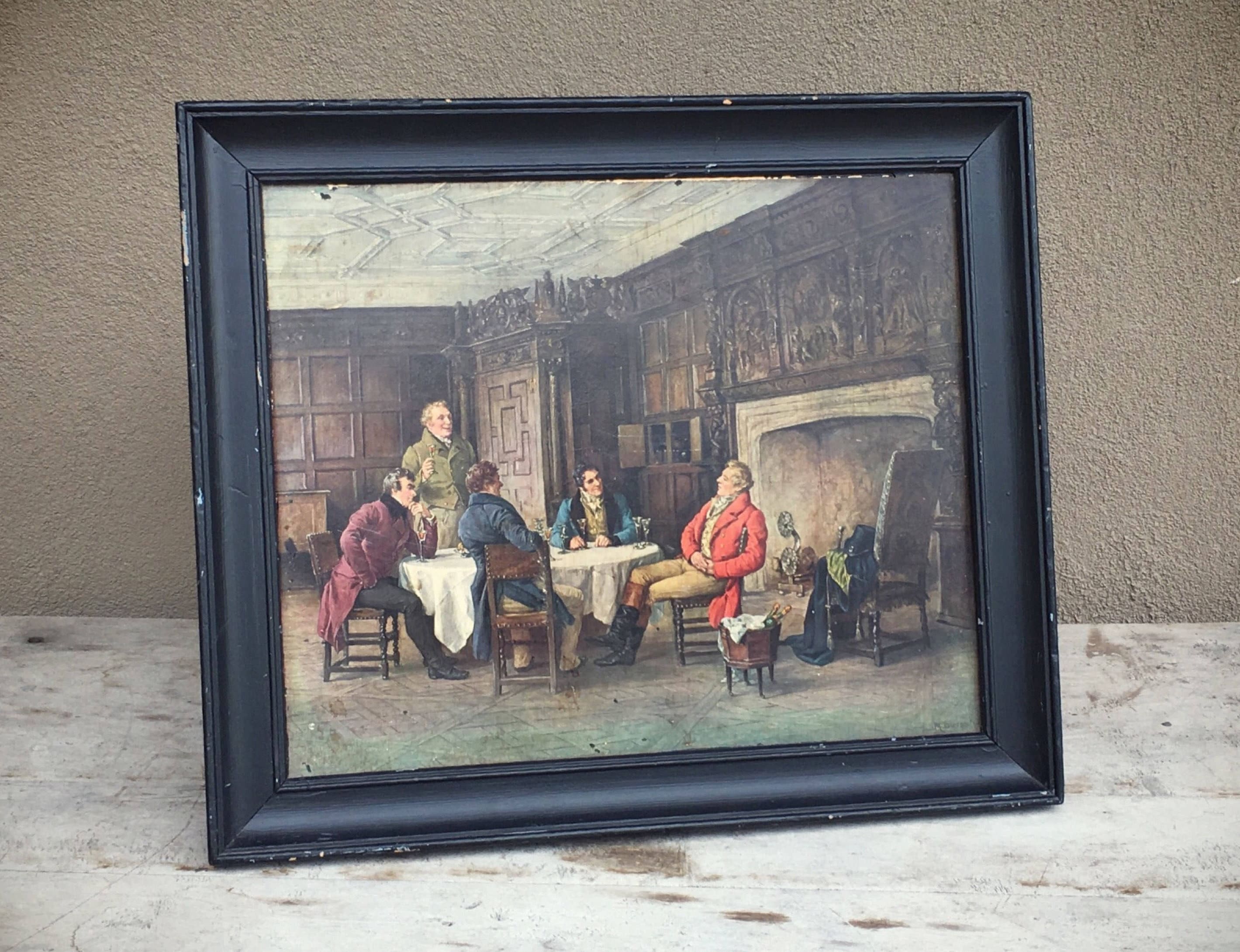 Vintage Concealed Liquor Cabinet Faux Framed Painting Prohibition