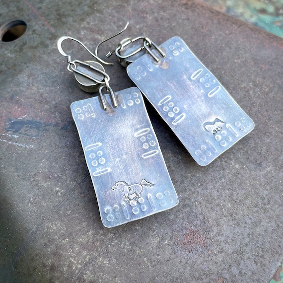 Large Sterling Silver Earrings Made w/ Drilled Tu… - image 5