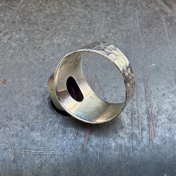 Hammered Sterling Silver Amethyst Ring Approx Siz… - image 4
