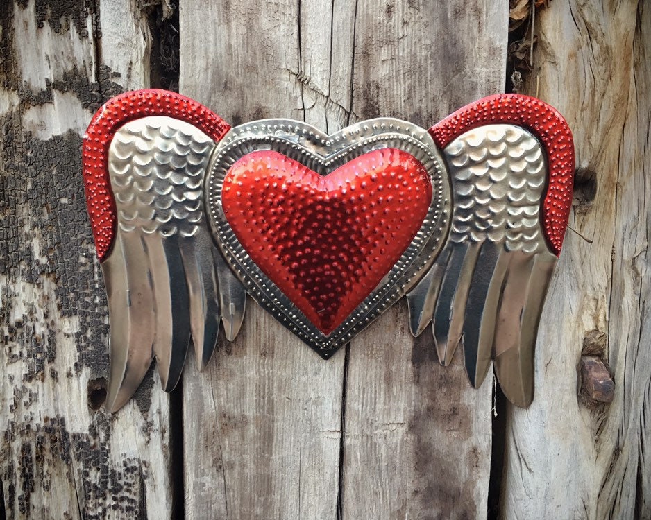 Vintage Mexican Sacred Heart Wall Hanging, Mexican Folk Art