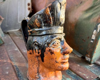 Vintage Mexican Pottery Face Pitcher from Barrio de la Luz, Pulque Toby Jug, Southwestern Decor