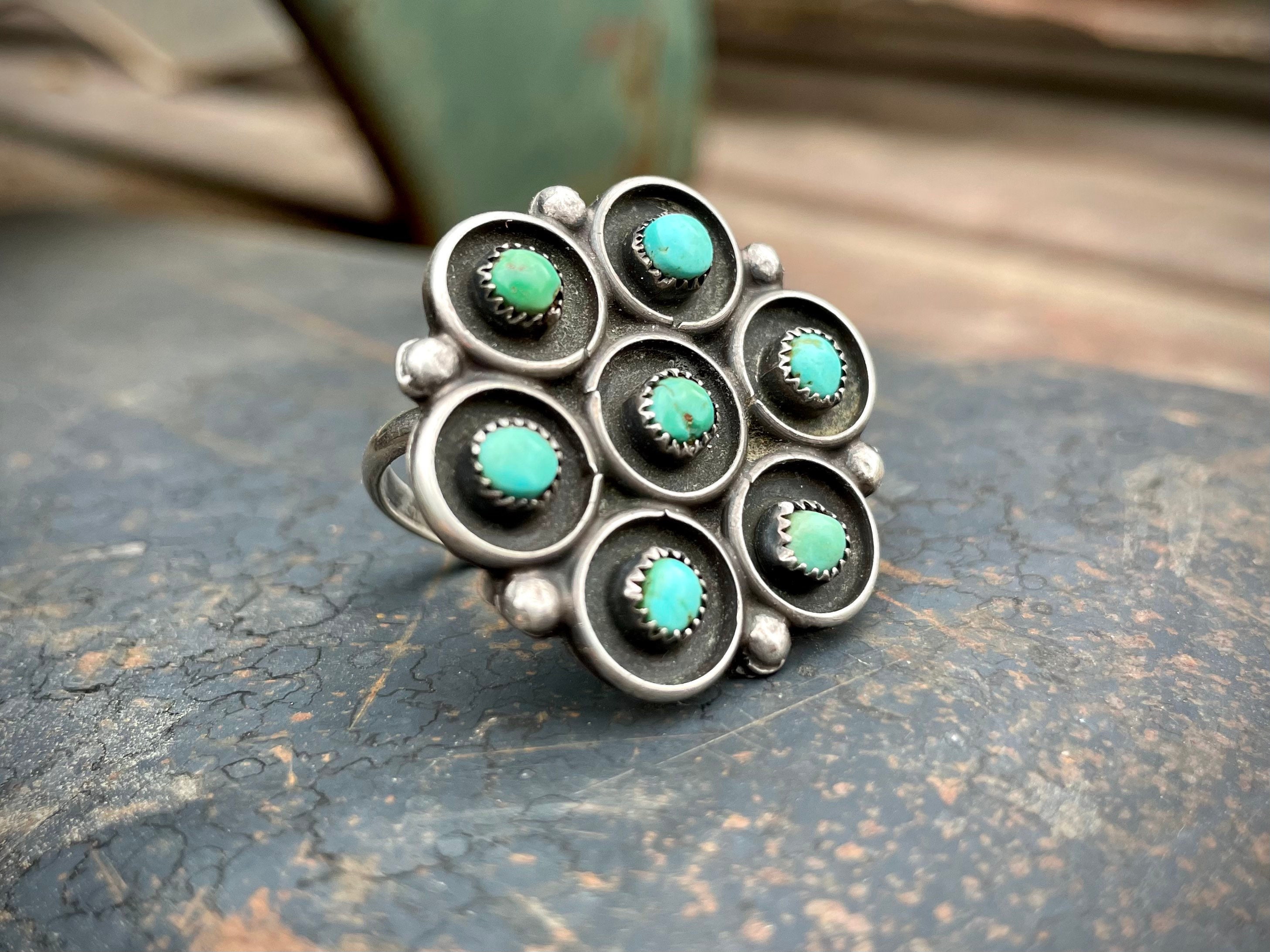 Huge Vintage Navajo/ Zuni Snake Eyes Turquoise Native American Jewelry Silver Ring Huge Vintage Navajo/ Zuni Snake Eyes Turquoise Native American Jewelry Silver Ring