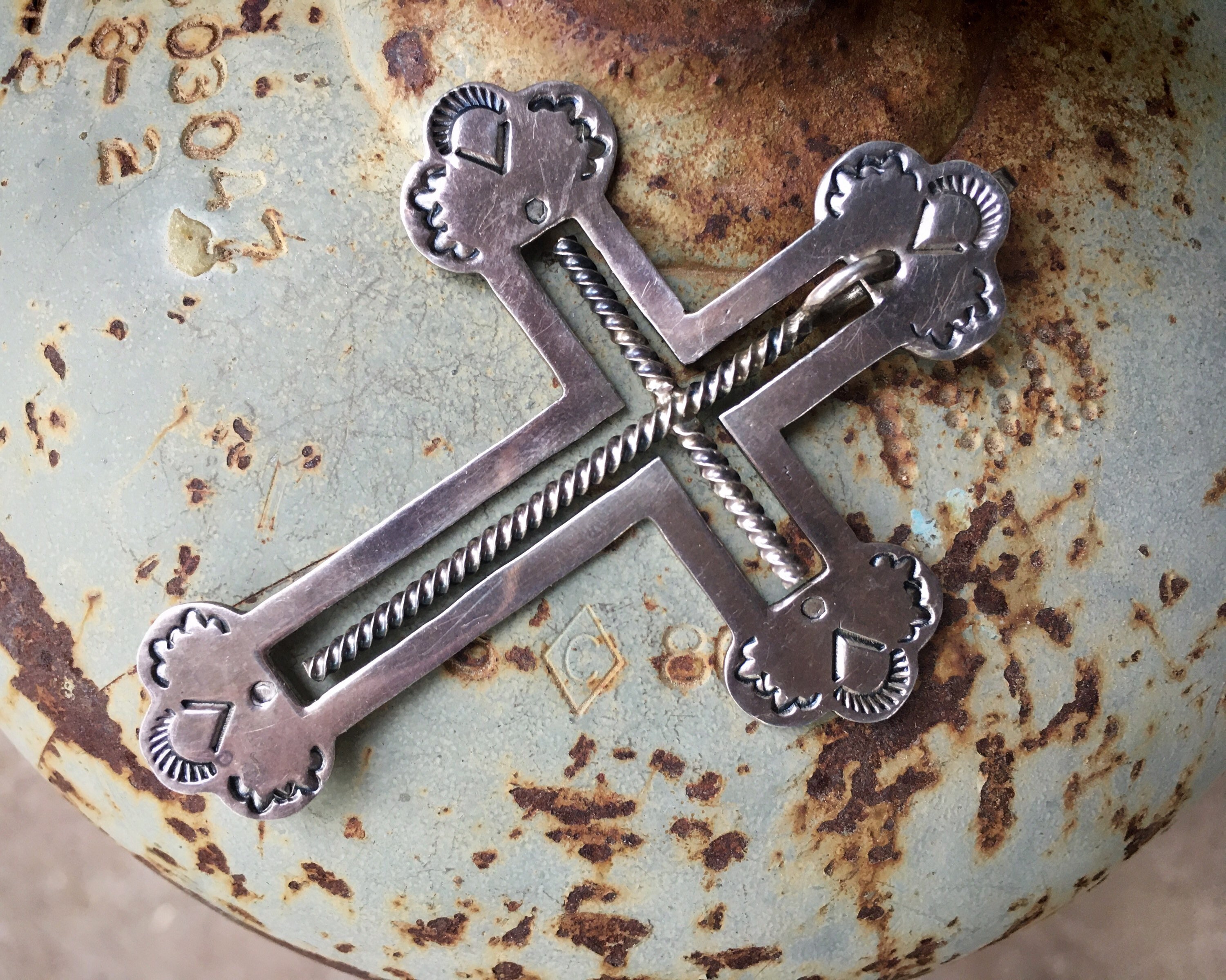 Important Cross Christian Sterling Silver Cross Vintage Native American Navajo Ring Important Cross Christian Sterling Silver Cross Vintage Native American Navajo Ring