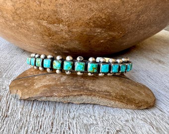 Navajo Raymond Betsoi Narrow Turquoise Row Bracelet Approx Size 6
