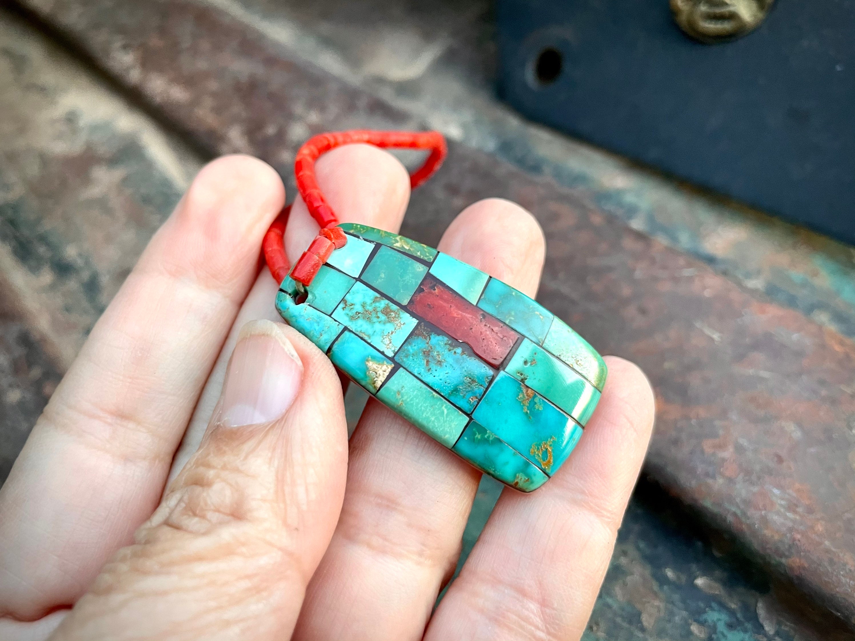Native American Early 1900's Vintage Santo Domingo Turquoise Coral Necklace Old Native American Early 1900's Vintage Santo Domingo Turquoise Coral Necklace Old
