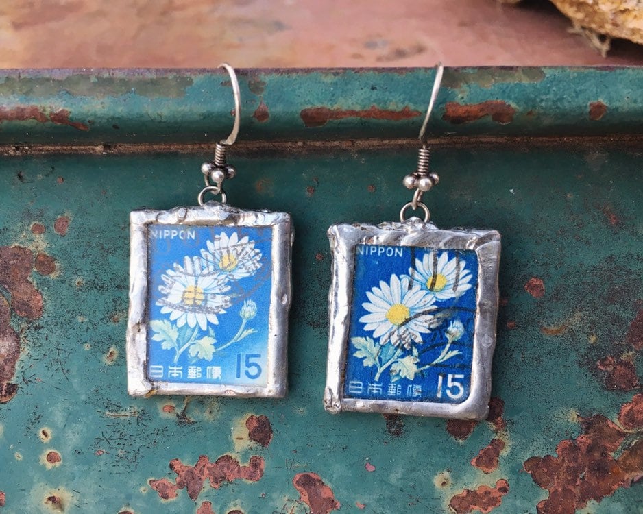 Japan Postage Stamp Earrings