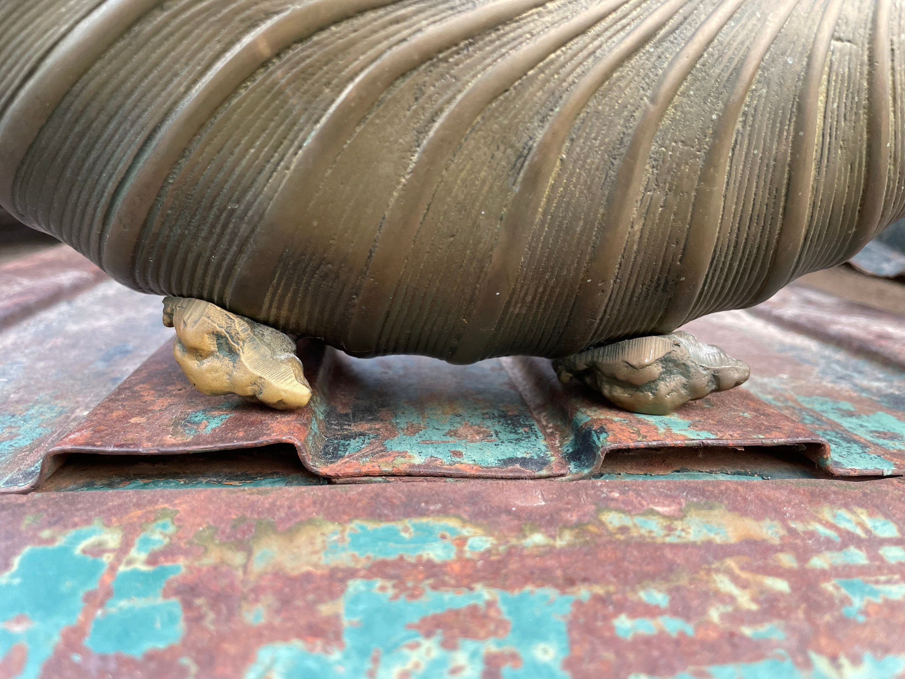 Brass Nautilus Seashell Planter Cachepot with Shell Feet, Large