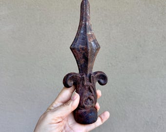 Vintage Fleur de Lis Gate Finial, Shelf Accent, New Orleans, Architectural Salvage