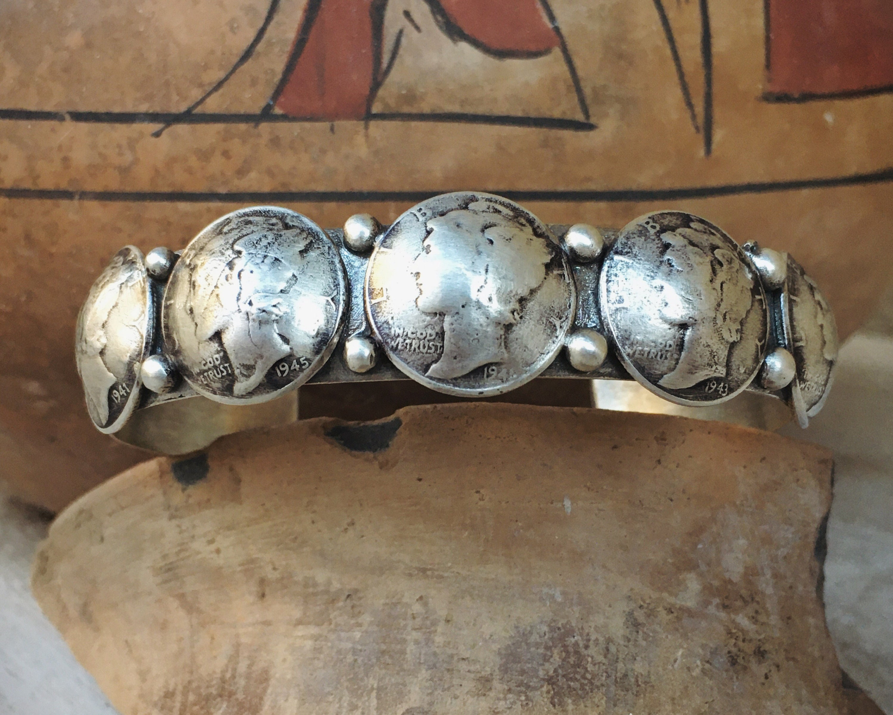 Unique Native American Navajo 4 Silver Mercury Dimes 1941 Earrings Unique Native American Navajo 4 Silver Mercury Dimes 1941 Earrings