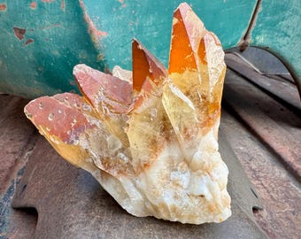 Citrine Crystal Cluster Formation Smoky Yellow Color, 4.5" W x 4" H