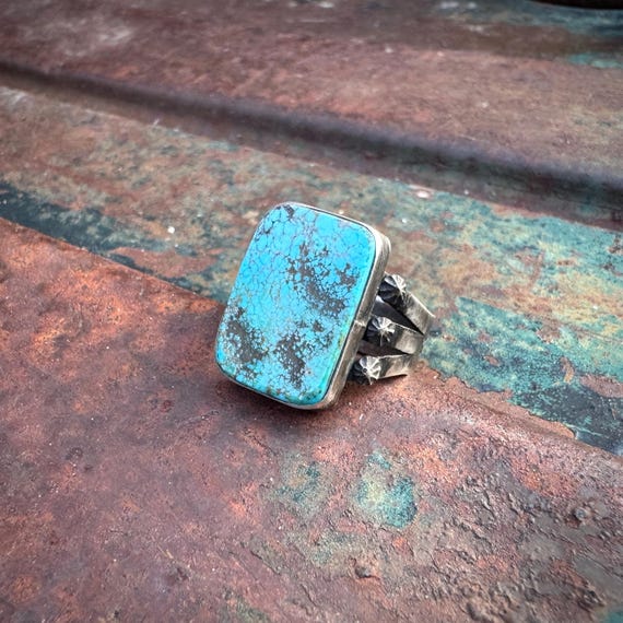 Simple Rectangle Matrixed Turquoise Ring Approx S… - image 11
