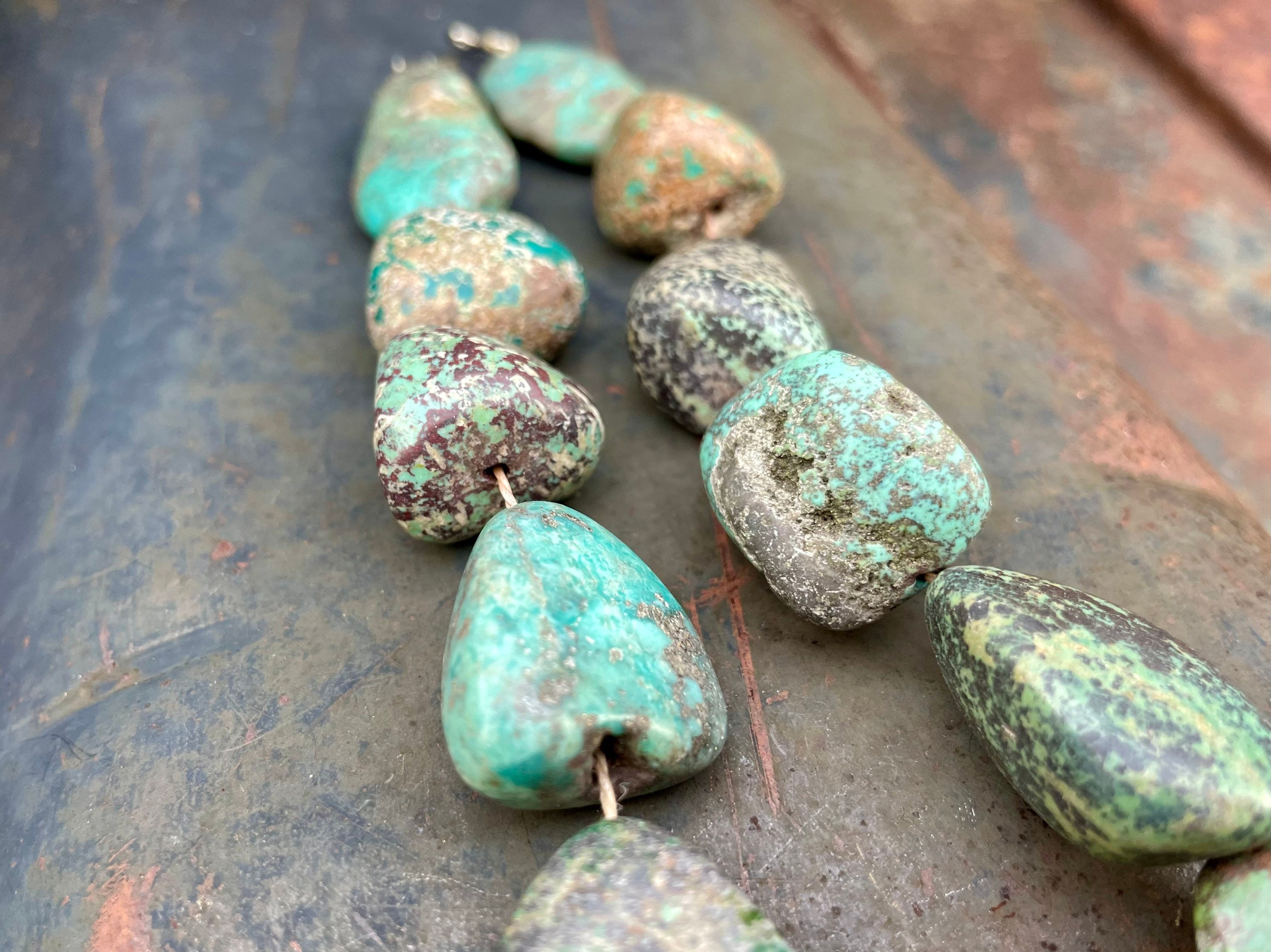 Natural Turquoise Nugget with 1.5” Buffalo Concho Stretch Bracelet