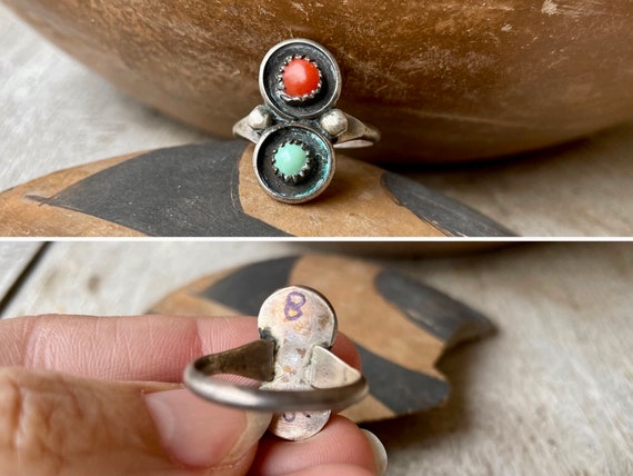 Dainty Vintage Turquoise Ring Boho Jewelry, Fred Harvey Era Jewelry Southwestern, Native American Indian Rings Vintage, Gift for Young Women