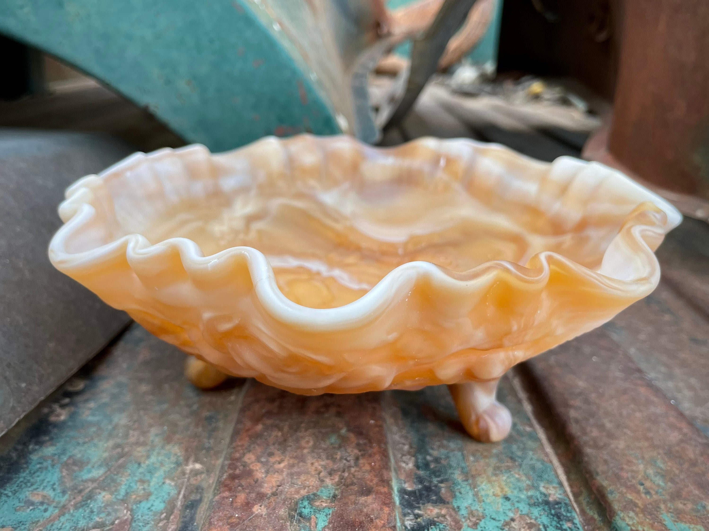 Vintage Imperial Caramel Slag Glass Piatto Di Caramelle A Tre Etsy Italia