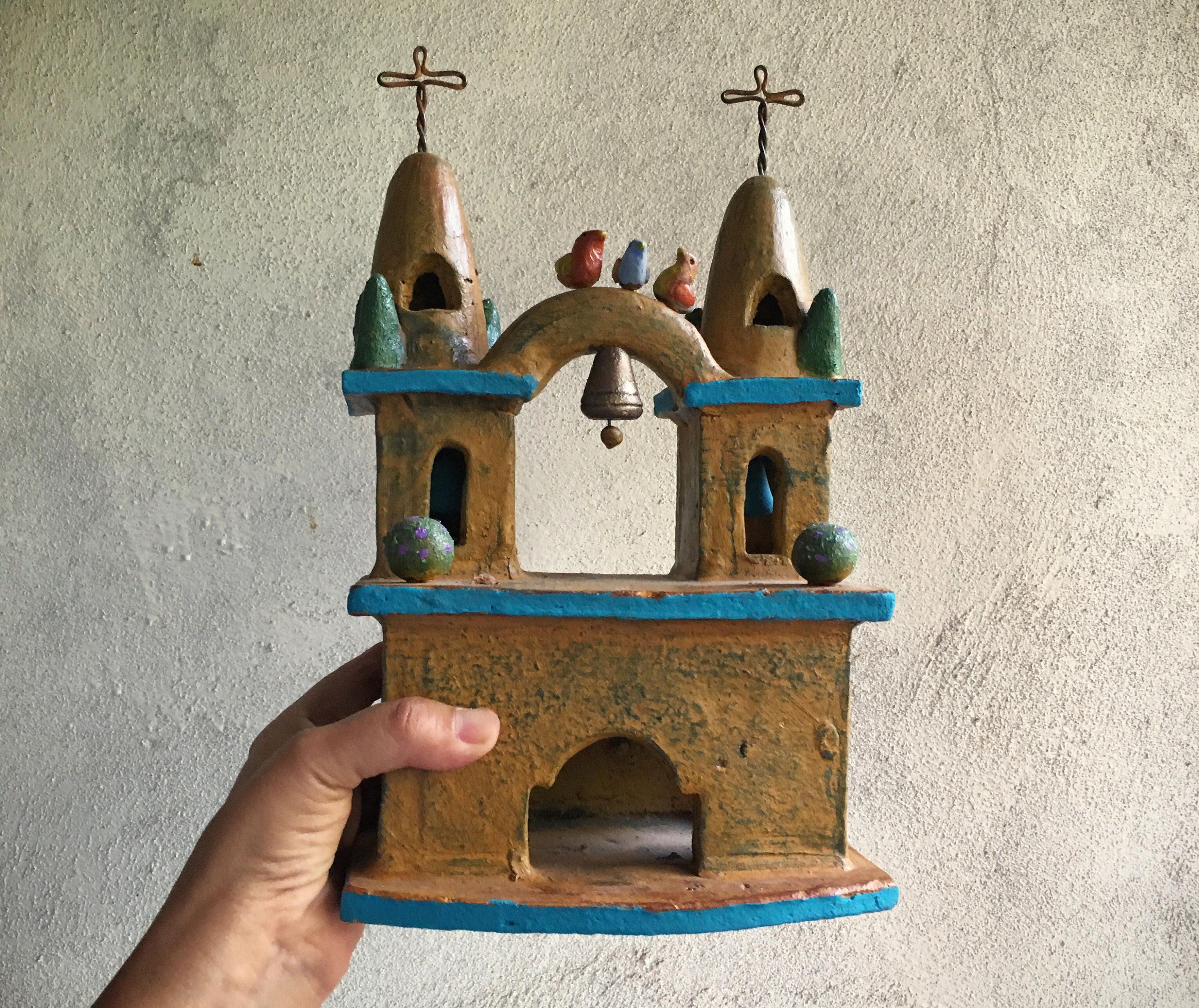 工芸品 Peru pottery church Vintage Peruvian Redwave Terracotta Mission Cathedral Church