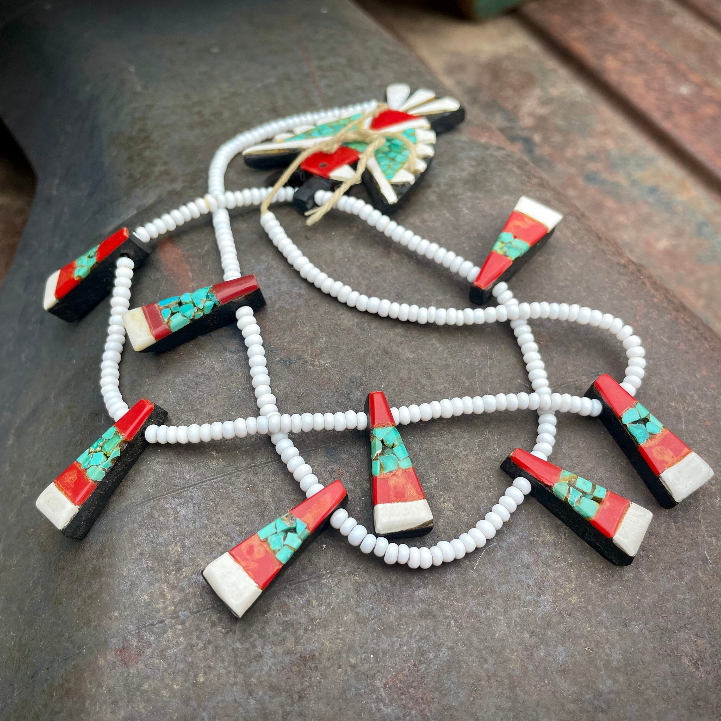 Depression Era Santo Domingo Pueblo Thunderbird Necklace (Repaired