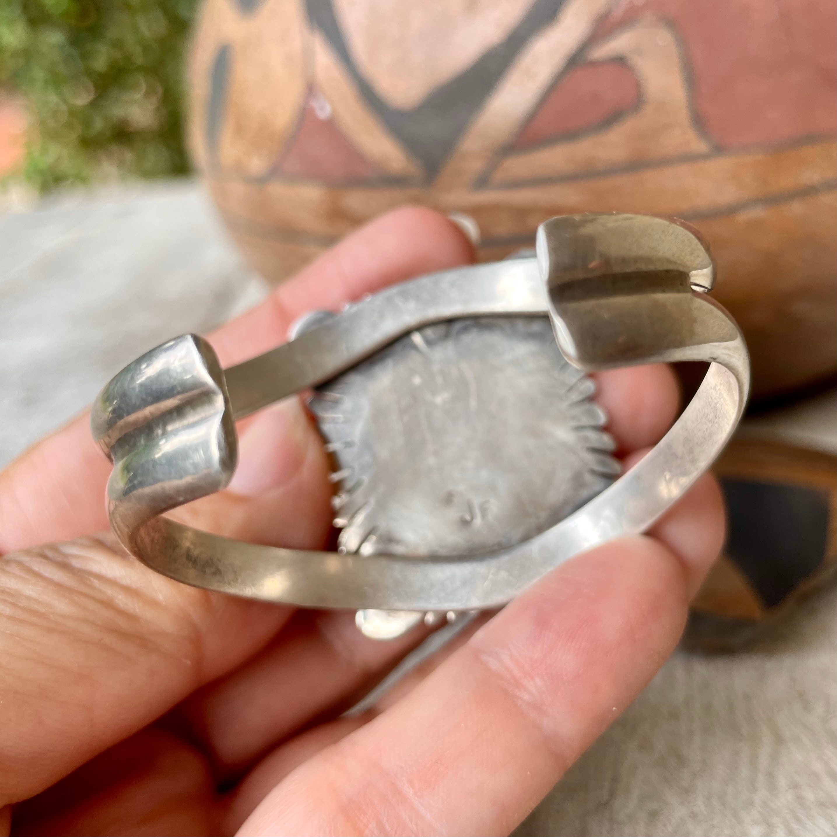 Vintage Three-Stone Navajo Nugget Turquoise Cuff Bracelet 5.25