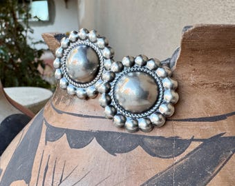 Sterling Silver Post Earrings Approx 1" Diameter, Lightweight Southwestern