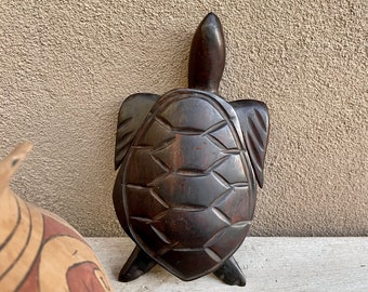 Ironwood Tortoise Sea Turtle Sculpture Wood Carving, Mexico Seri Indian Tribe Art, Palo Fierro
