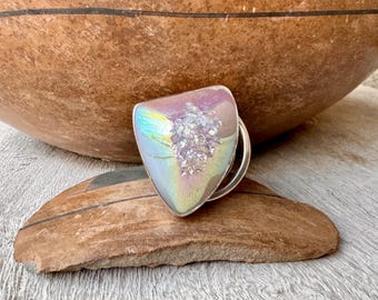 Lilly Barrack Sterling Silver Druzy Modernist Ring, Contemporary Gemstone Jewelry Gift