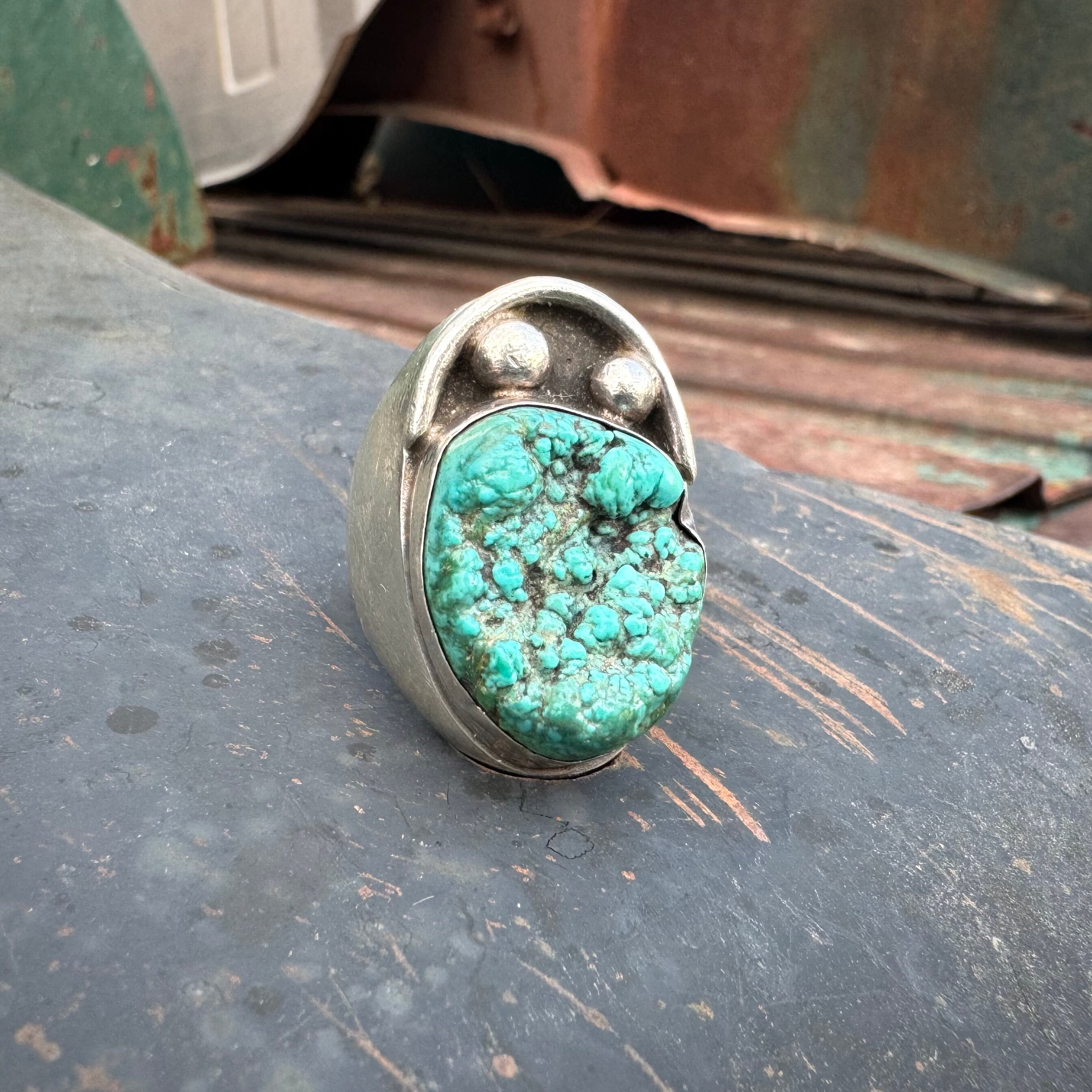 Heavy Mens Native American Navajo Spiderweb Turquoise Sterling Silver Ring Heavy Mens Native American Navajo Spiderweb Turquoise Sterling Silver Ring