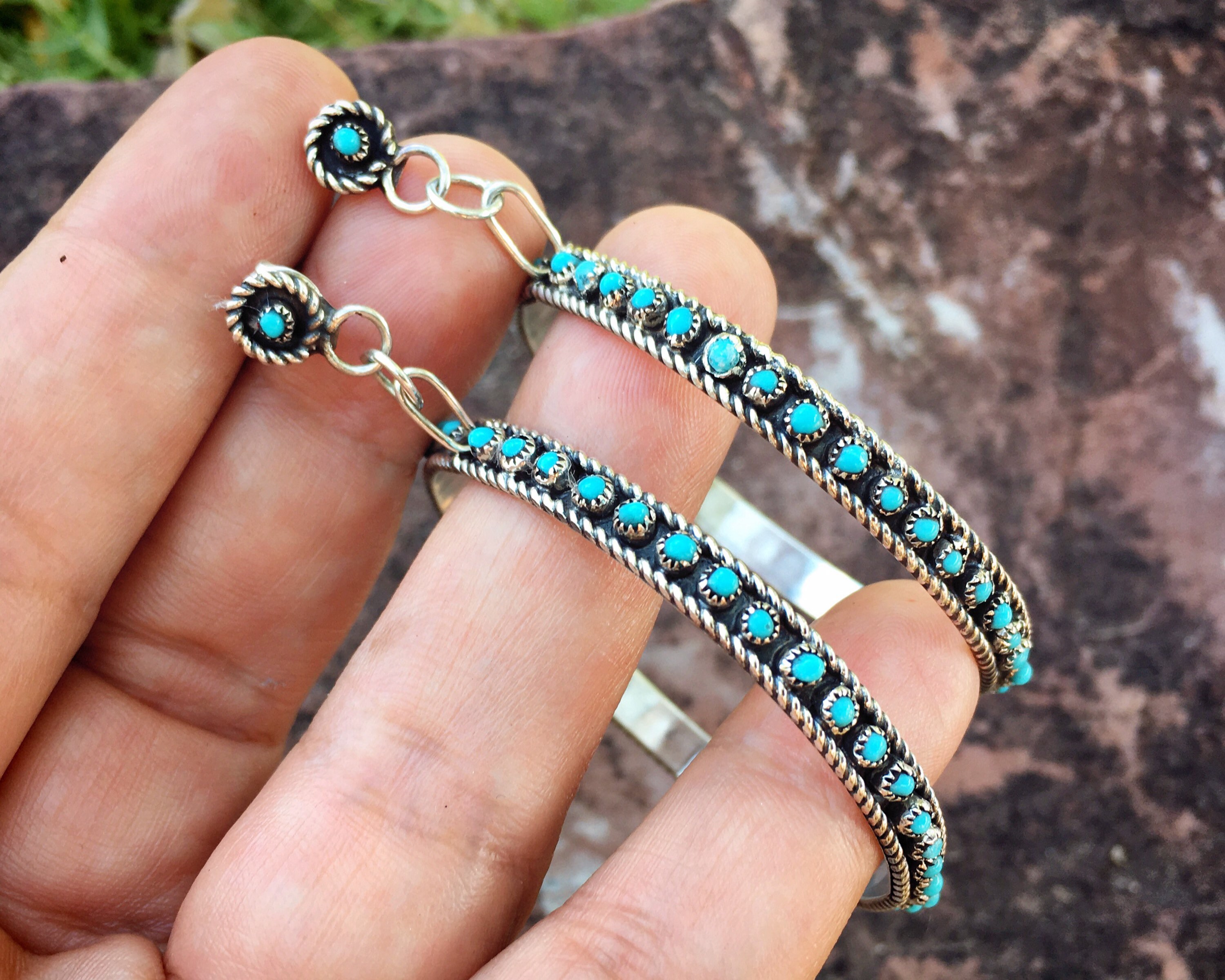 Native american sale turquoise hoop earrings