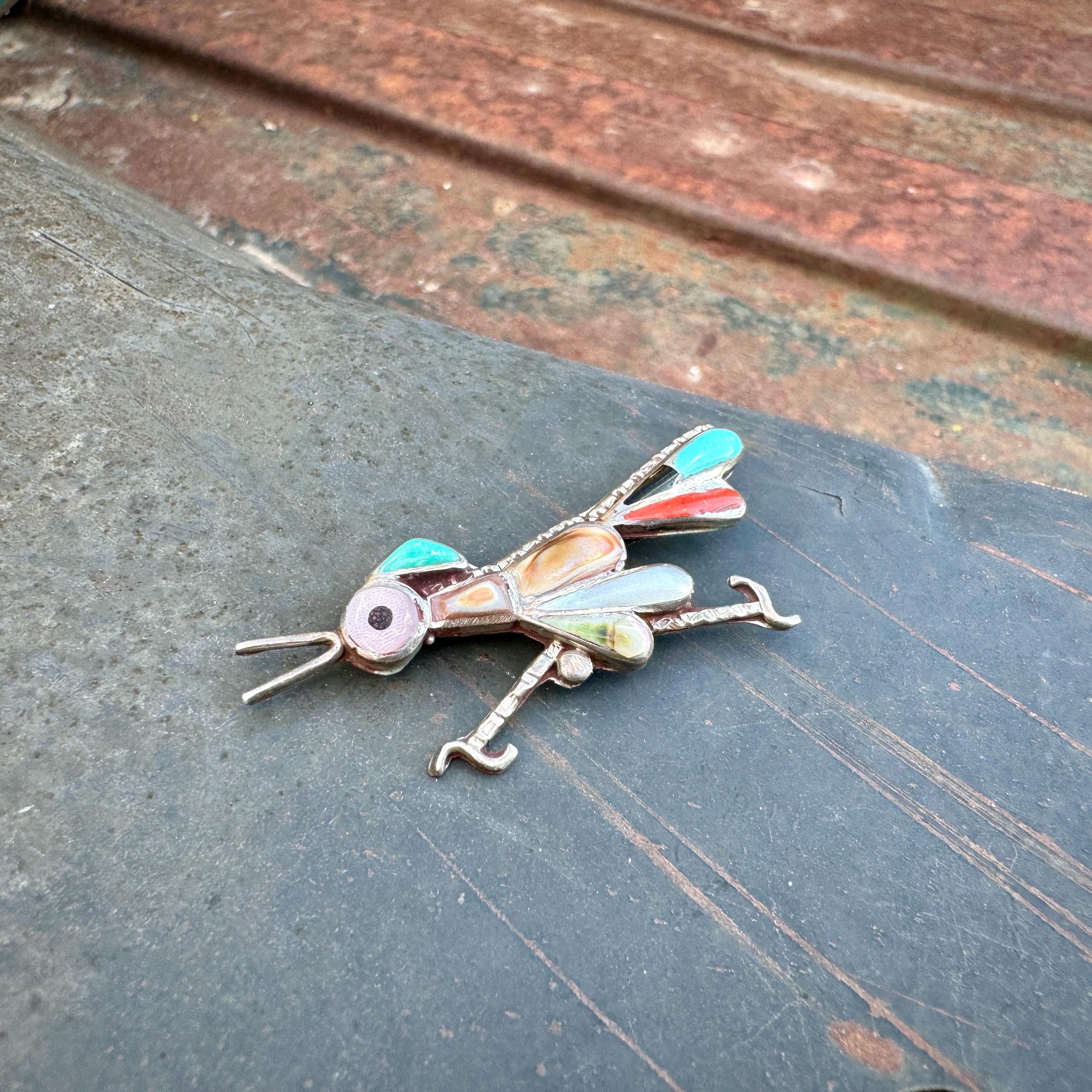 Important Very Detailed Vintage Native American Zuni Turquoise Coral Sterling Silver Pin Important Very Detailed Vintage Native American Zuni Turquoise Coral Sterling Silver Pin