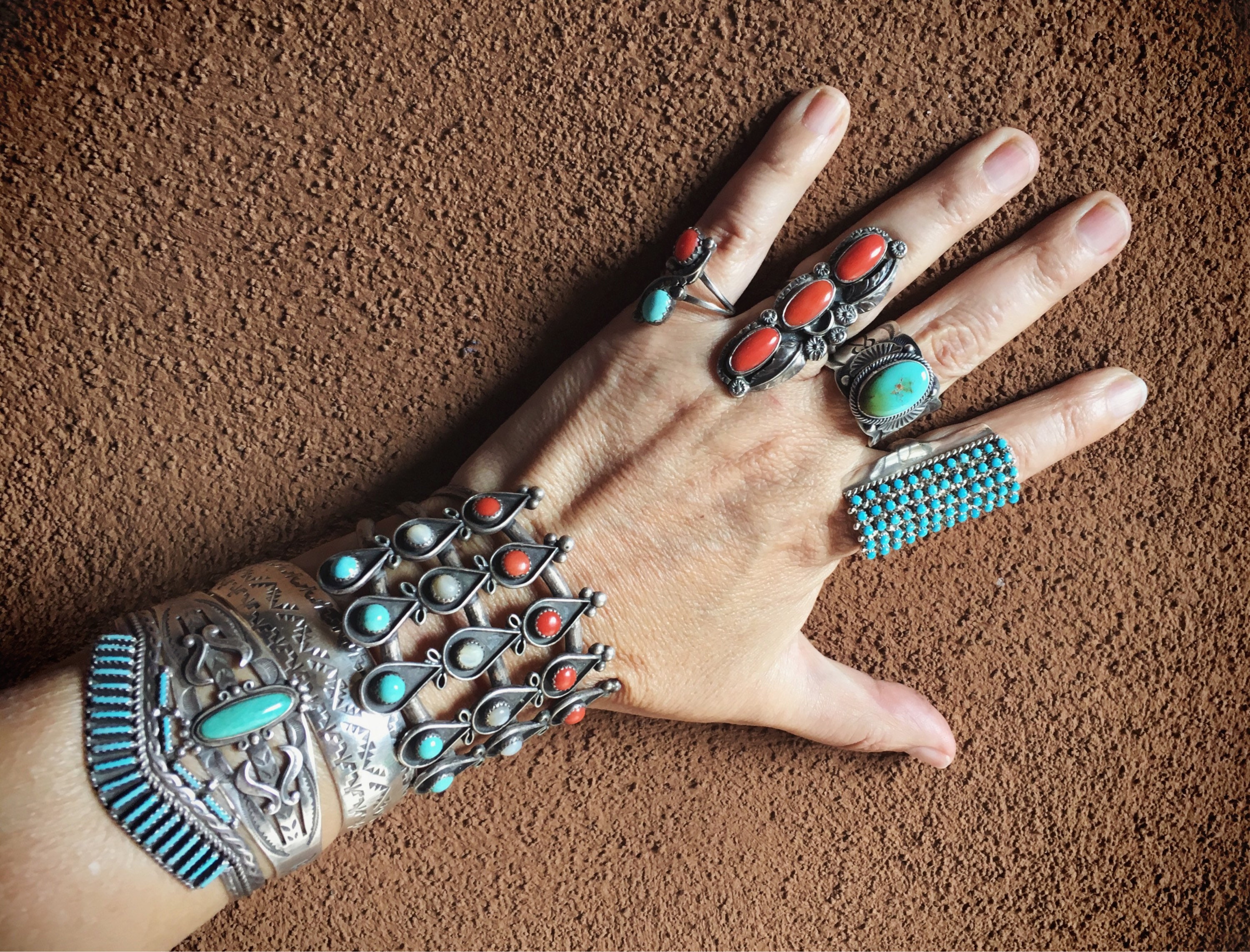 Vintage Turquoise Bracelet Signed Zuni Jewelry, Native American