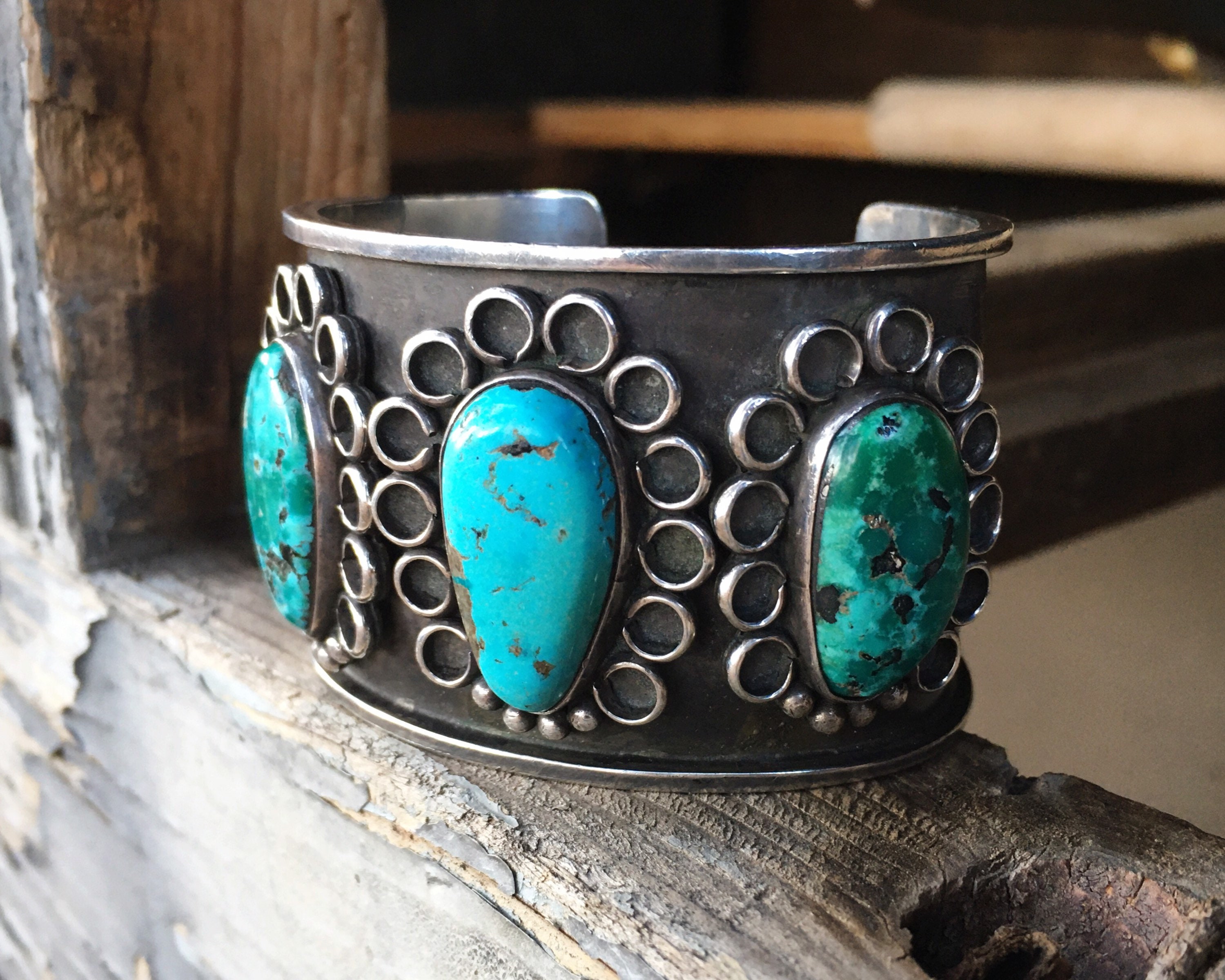 88g Turquoise Cuff Bracelet for Small Wrist, Heavy Wide Stacking Cuff