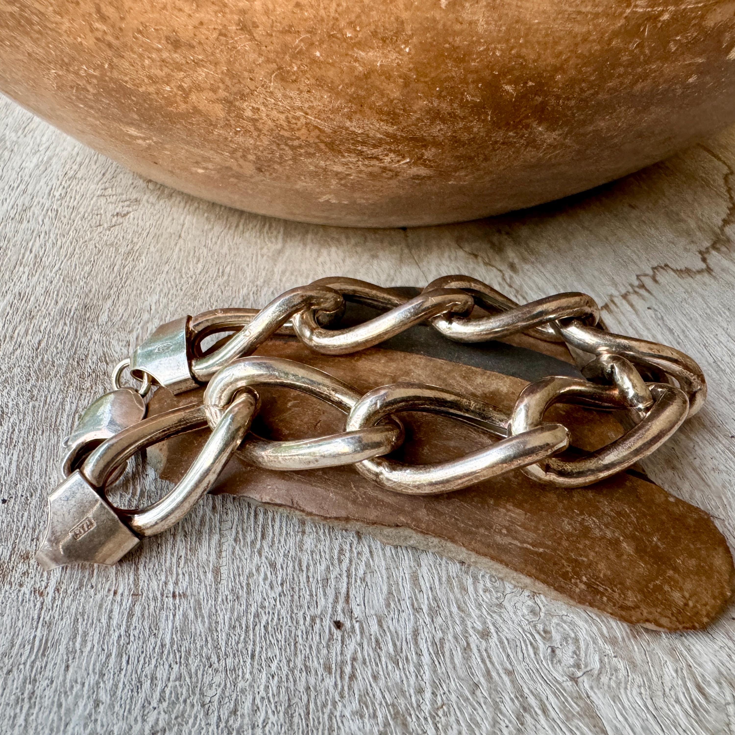 Vintage Italian Chunky 925 Sterling Silver Link Bracelet Vintage Italian Chunky 925 Sterling Silver Link Bracelet