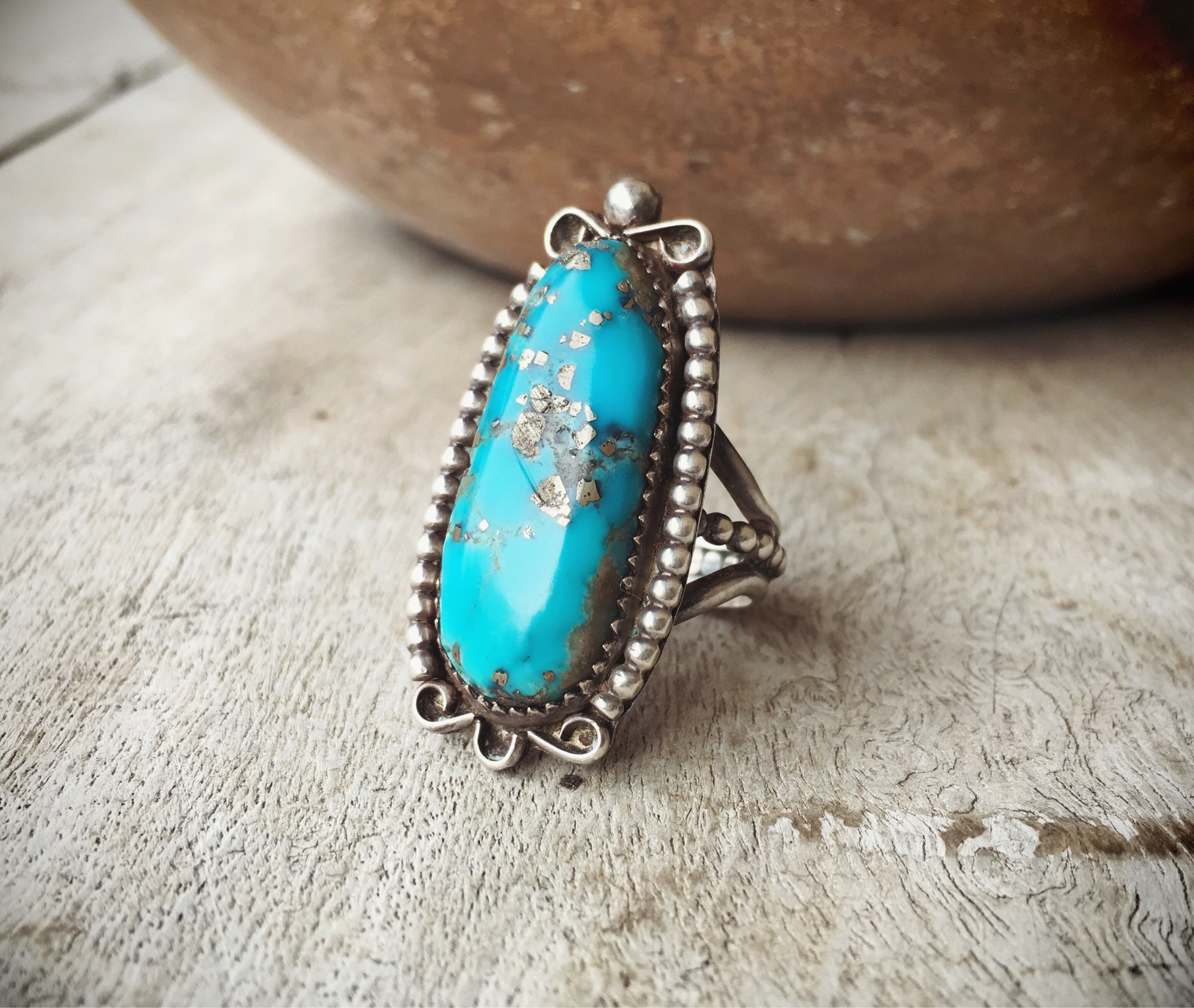 Old Pawn Morenci Turquoise Ring Native America Indian Jewelry Vintage