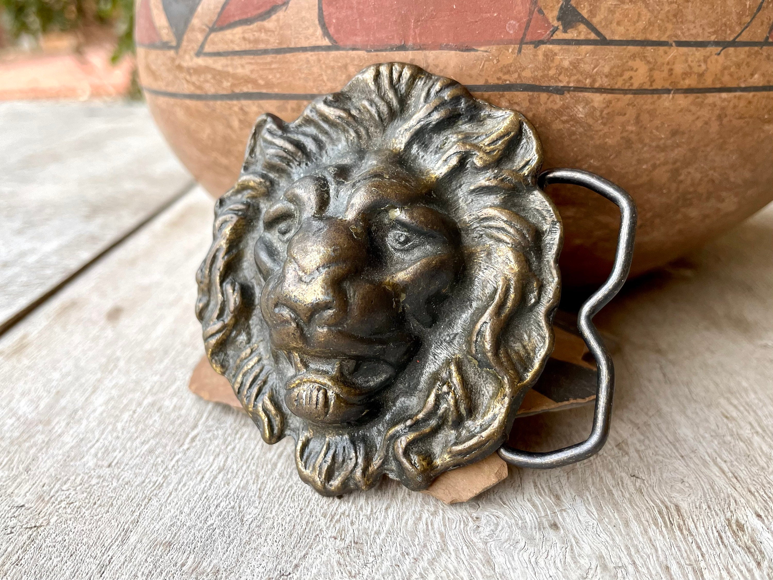 Vintage Brass Lion's Head with Mane Belt Buckle, 70s 80s Hippie Fashion  Rock n Roll, Safari Animal