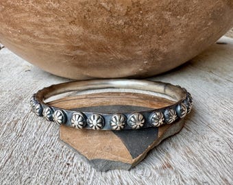 Navajo Chimney Butte Sterling Silver Bangle, Chunky Bracelet, Native American Jewelry