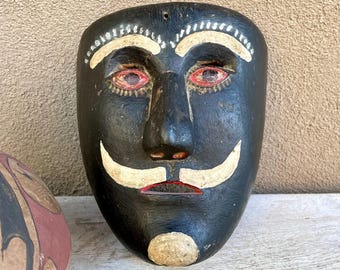 Rare Antique Wood Mask of Juanegro, Museum Quality Ethnographic Afro-Mexican Folk Art