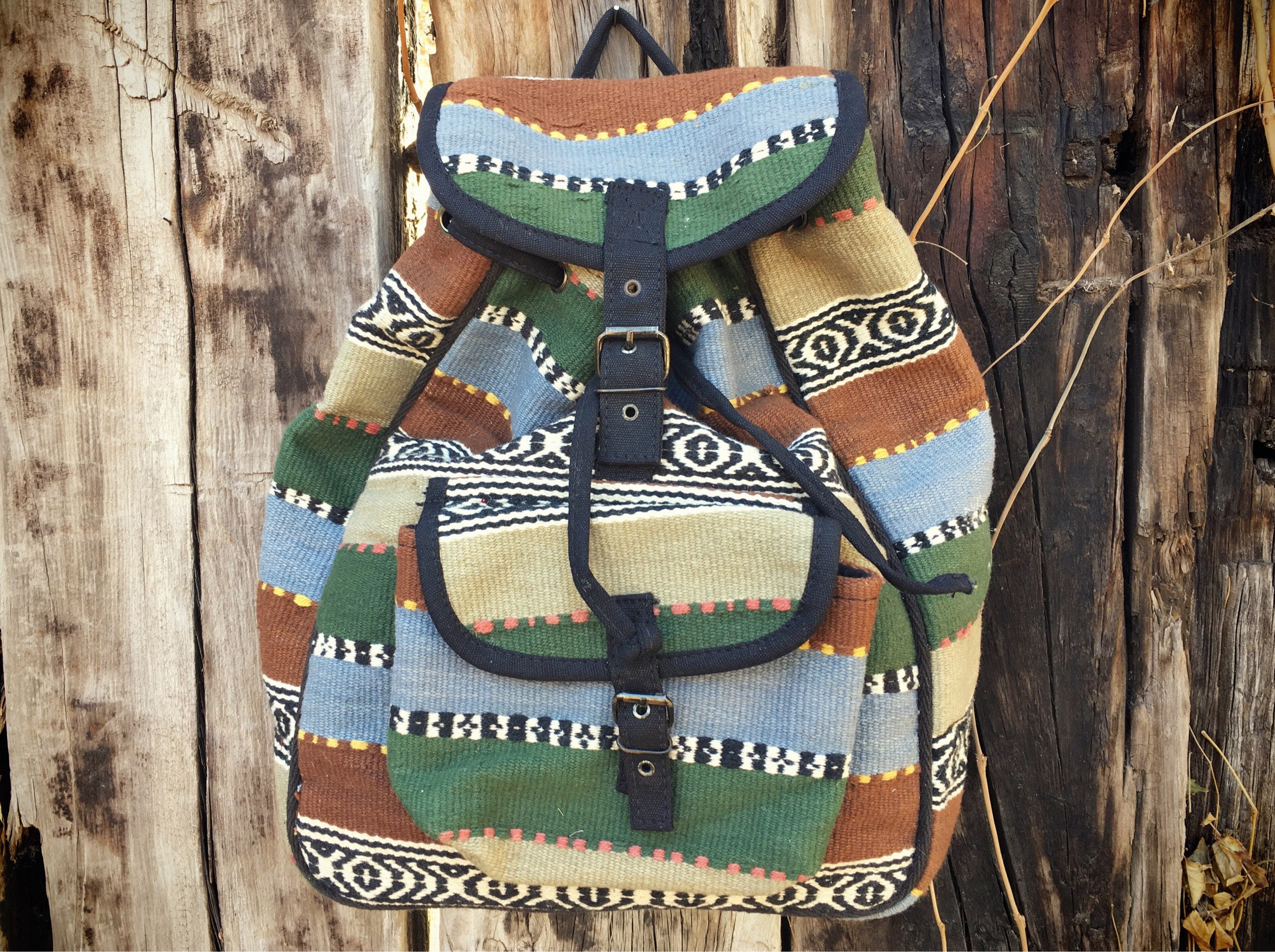 Woven Backpack Women Boho Chic, Southwestern Style Ruck Sack  display picture 2
