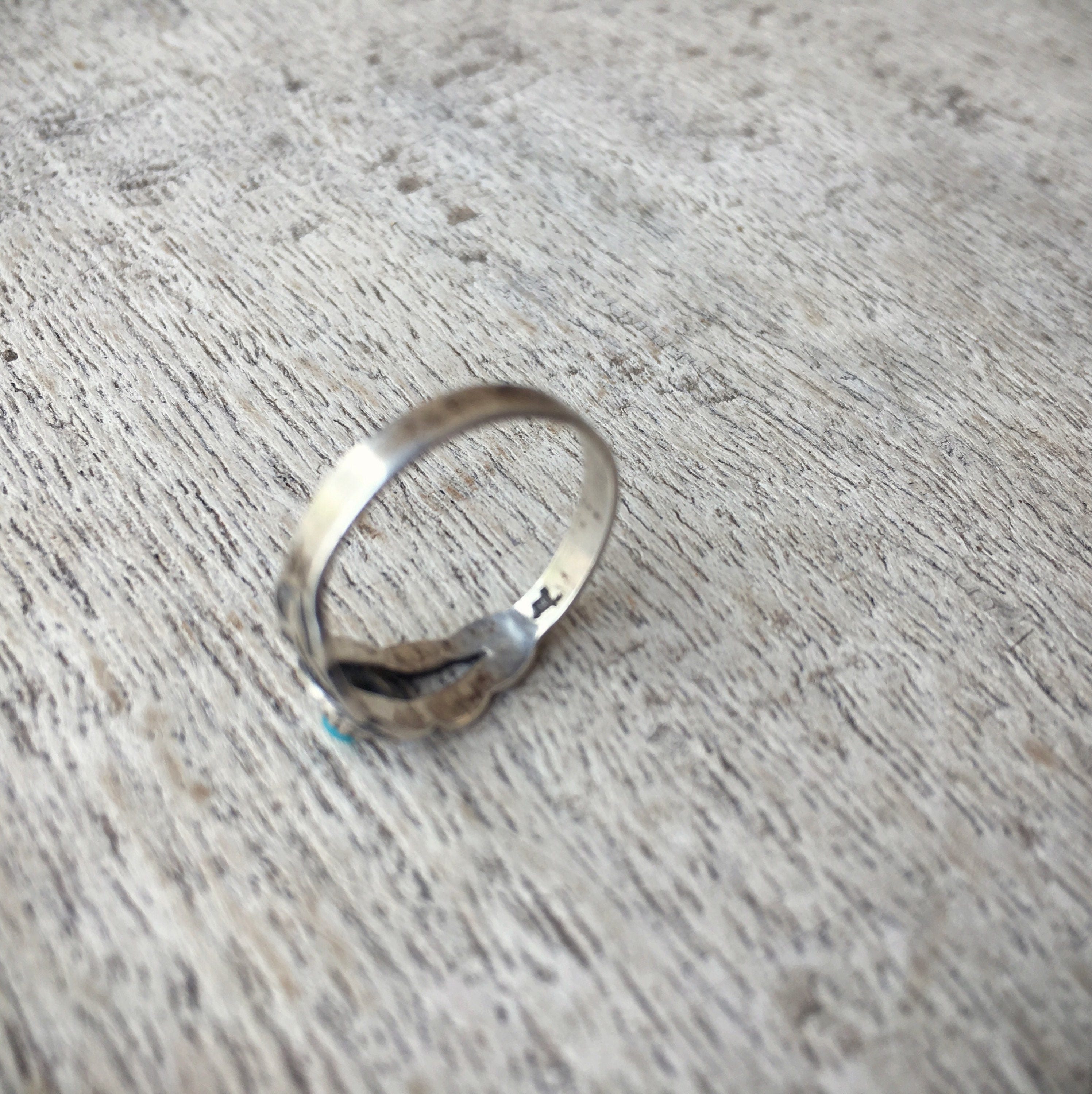 Fred Harvey Era Child's Ring, Pinky Ring, Heart Ring, Small Turquoise Ring