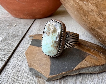 Vintage Dry Creek Turquoise Sterling Silver Ring Size 11, Pale Robin's Egg Blue Color