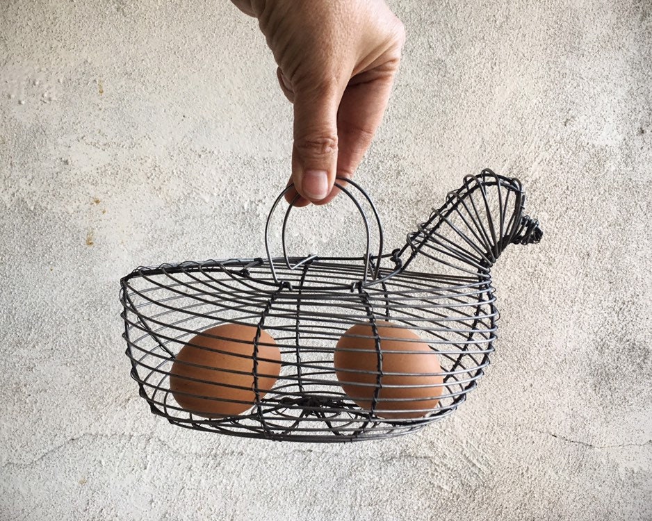 Wire Chicken Egg Basket Vintage Wire Basket Egg Gathering 