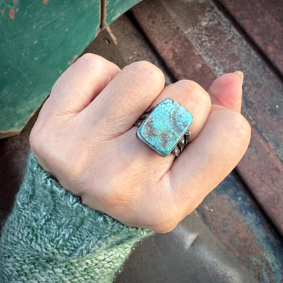 Simple Rectangle Matrixed Turquoise Ring Approx S… - image 2