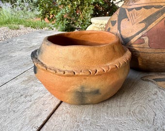 Vintage Navajo Pine Pitch Cooking Pot, Fire Clouds, Oil Stain Inside, Native American Art