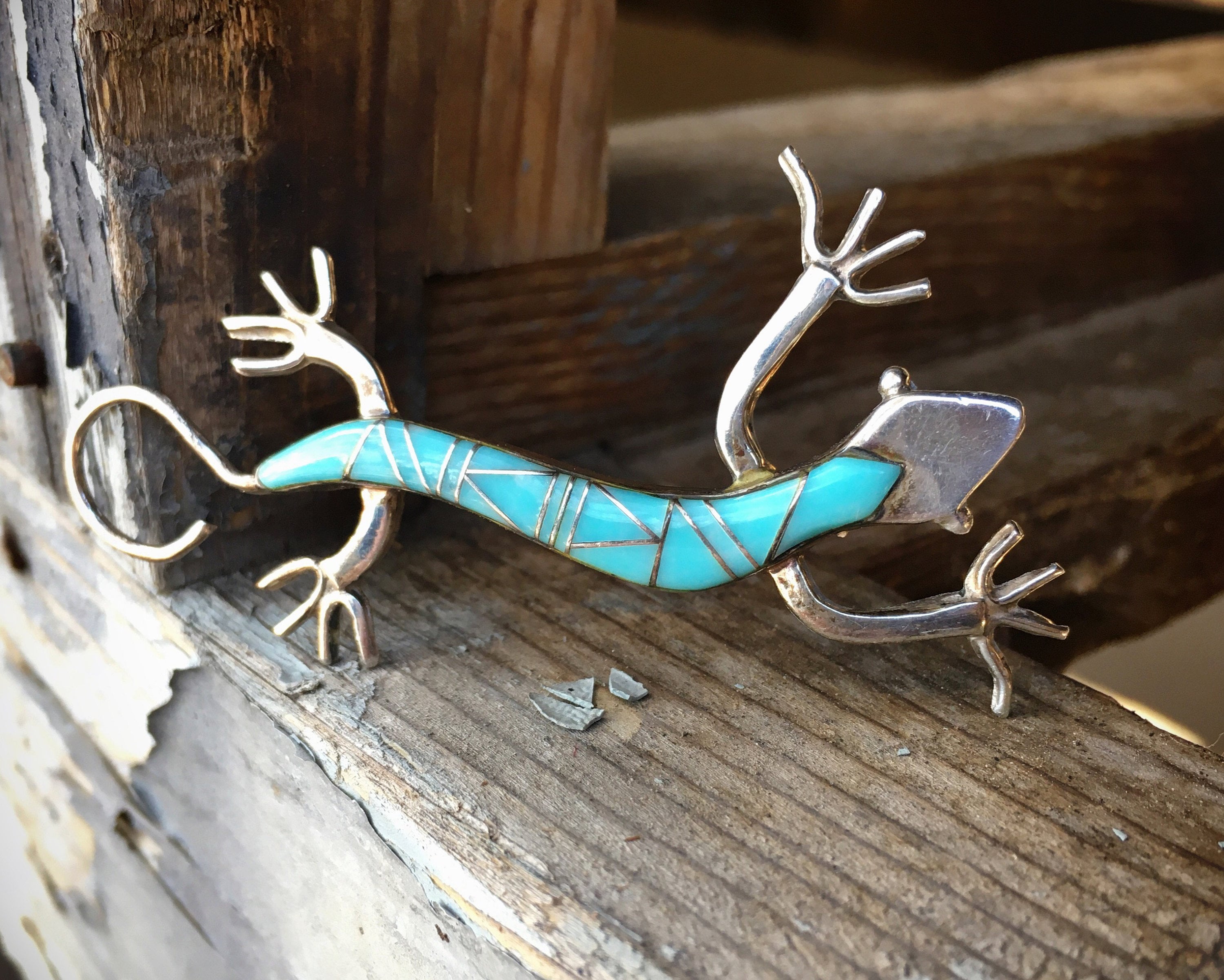 Whimsical Native American Navajo Sterling Silver Gecko Pin Whimsical Native American Navajo Sterling Silver Gecko Pin
