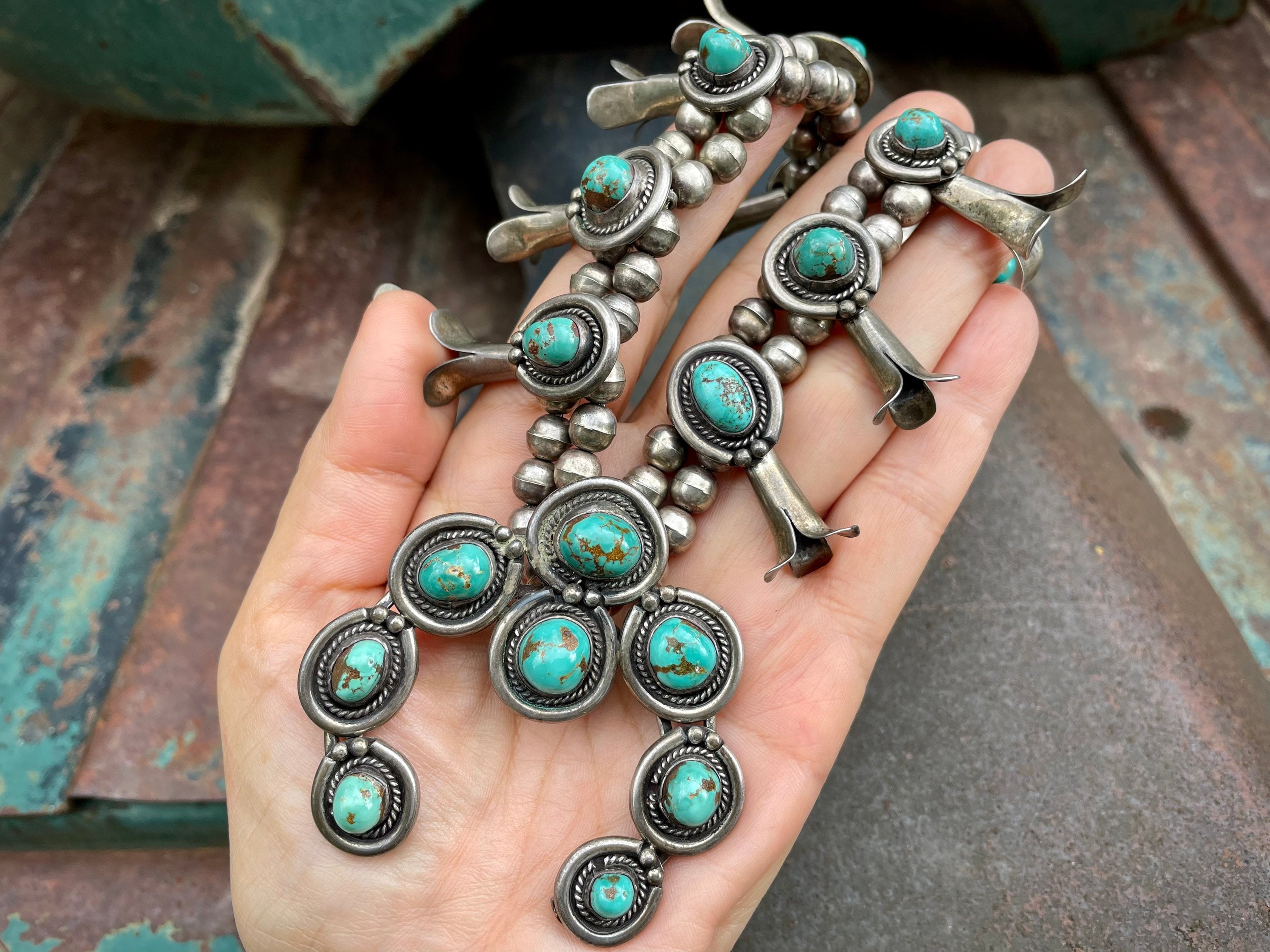 Early Vintage Navajo Squash Blossom Native American Jewelry Silver Earrings Early Vintage Navajo Squash Blossom Native American Jewelry Silver Earrings