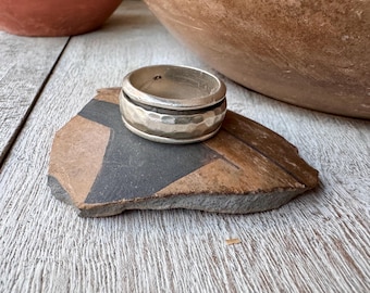 Vintage Hammered Sterling Silver Spinner Ring Approx Size 10.5, Fidget Band