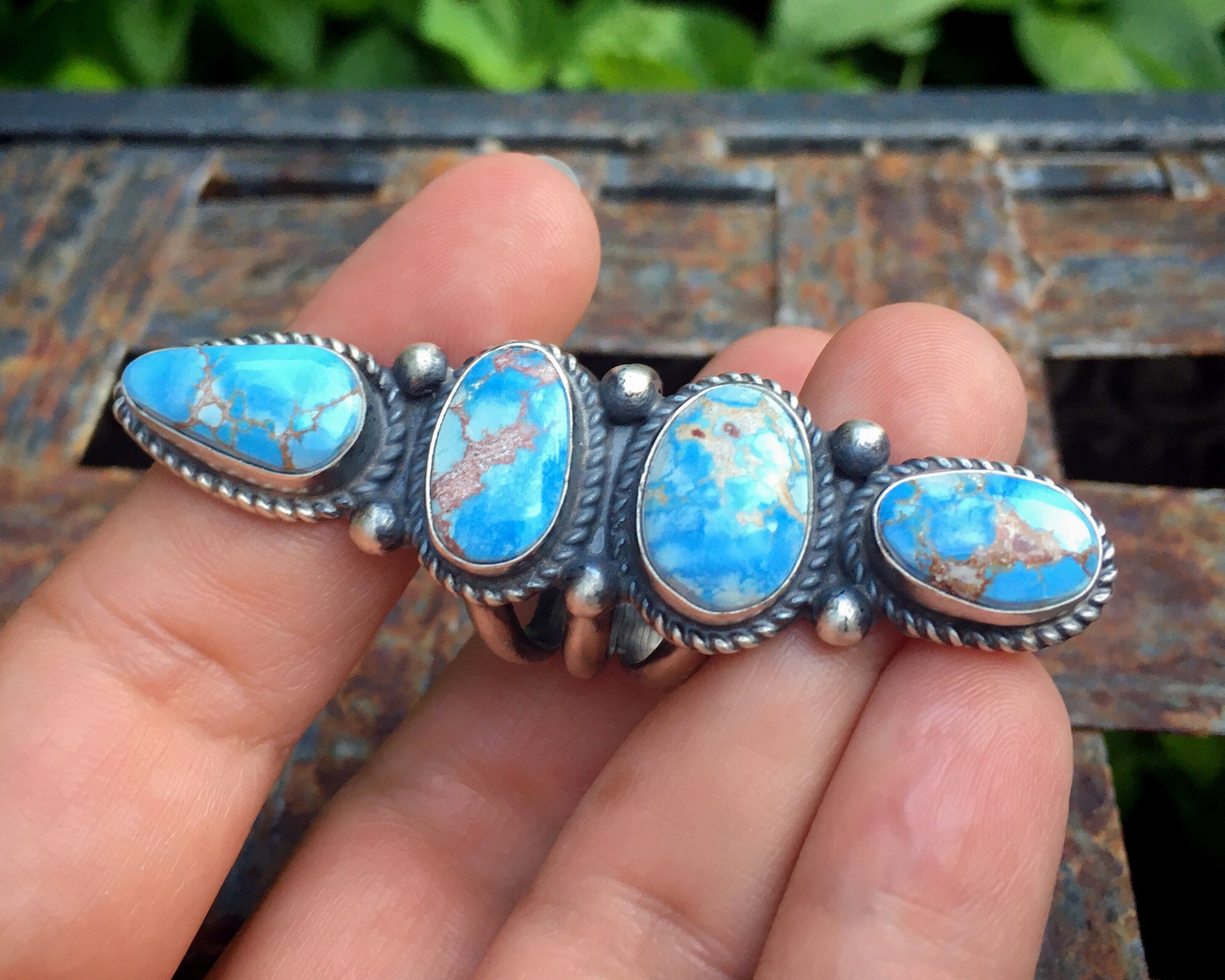 Huge Navajo Elaine Sam Golden Hills Turquoise Ring For Women Native